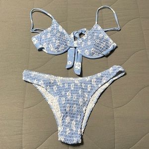 SHEIN floral smocked underwire bikini.